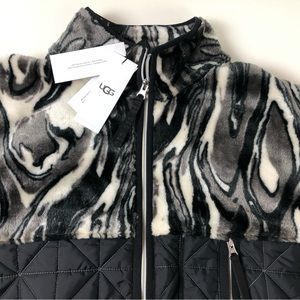 UGG Quilted Full Zip Color Block Marlene Jacket NWT Marble Sherpa Women’s NWT